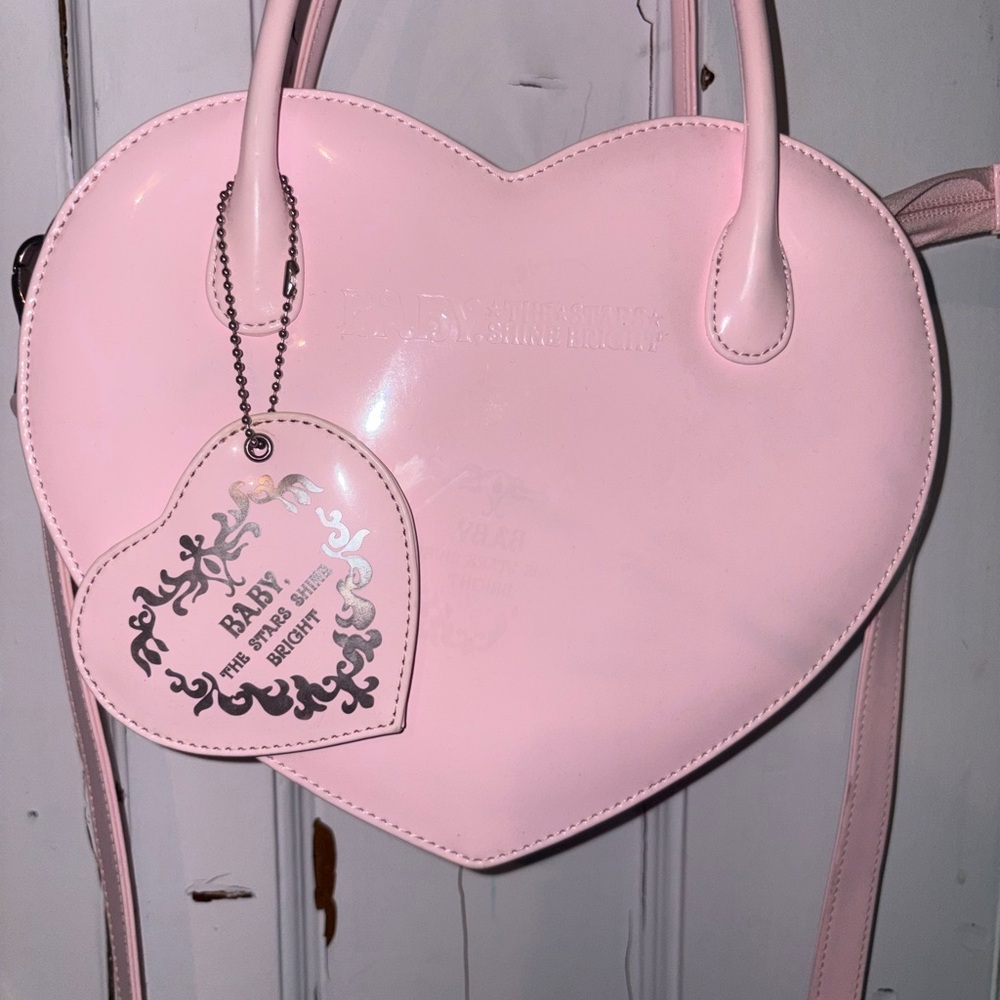 Baby The Stars Shine Bright rare Pastel Pink Heart-Shaped Enamel Mini Bag 2007